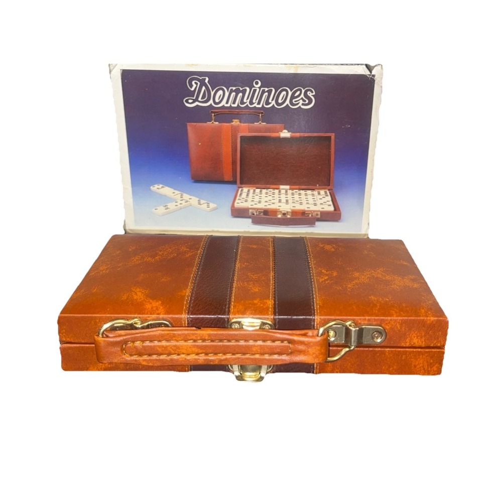 Vintage Dominoes Set in Faux Leather Briefcase Case – Brand New